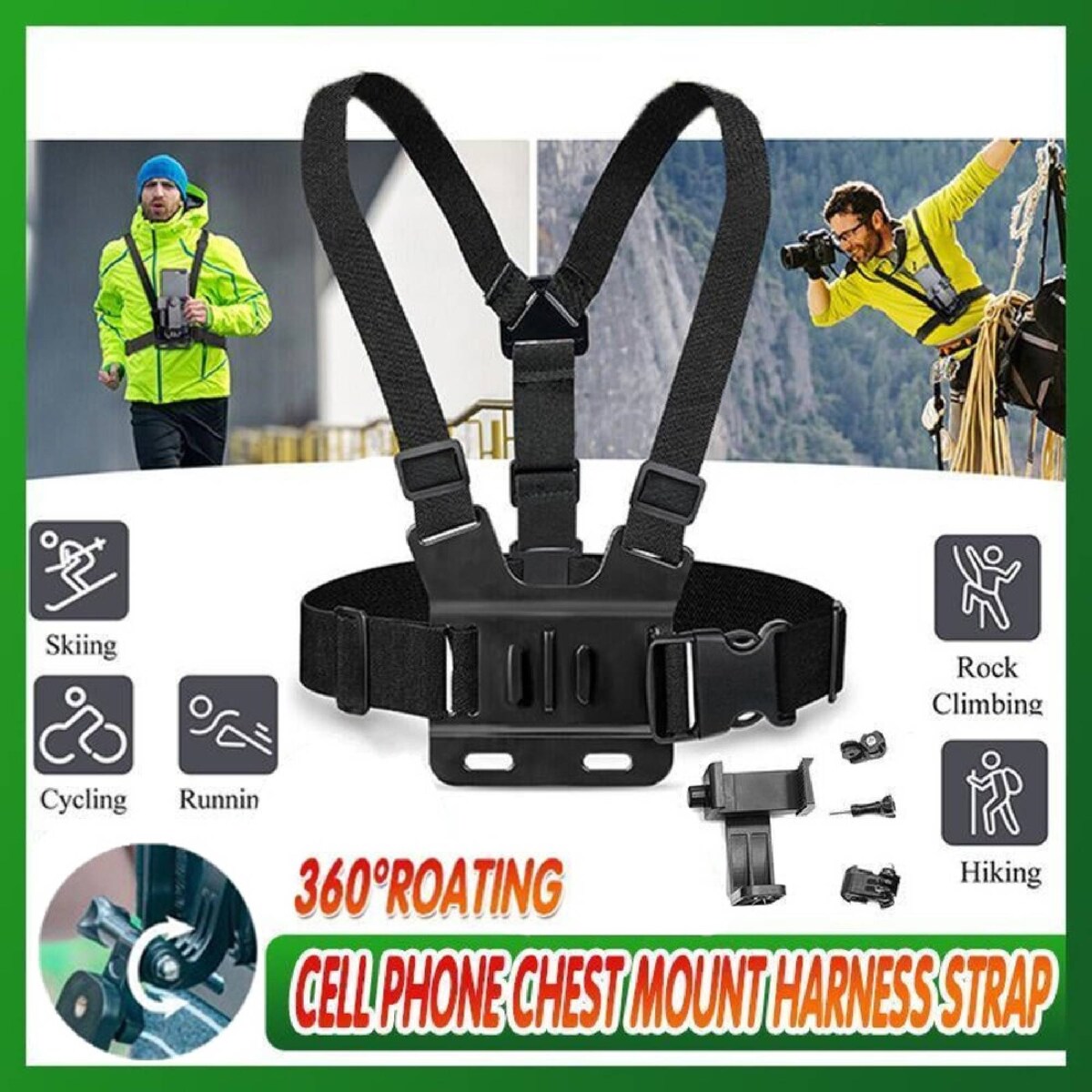 6-Piece Head Strap and Chest Harness Mount Kit for Phone Action Camera