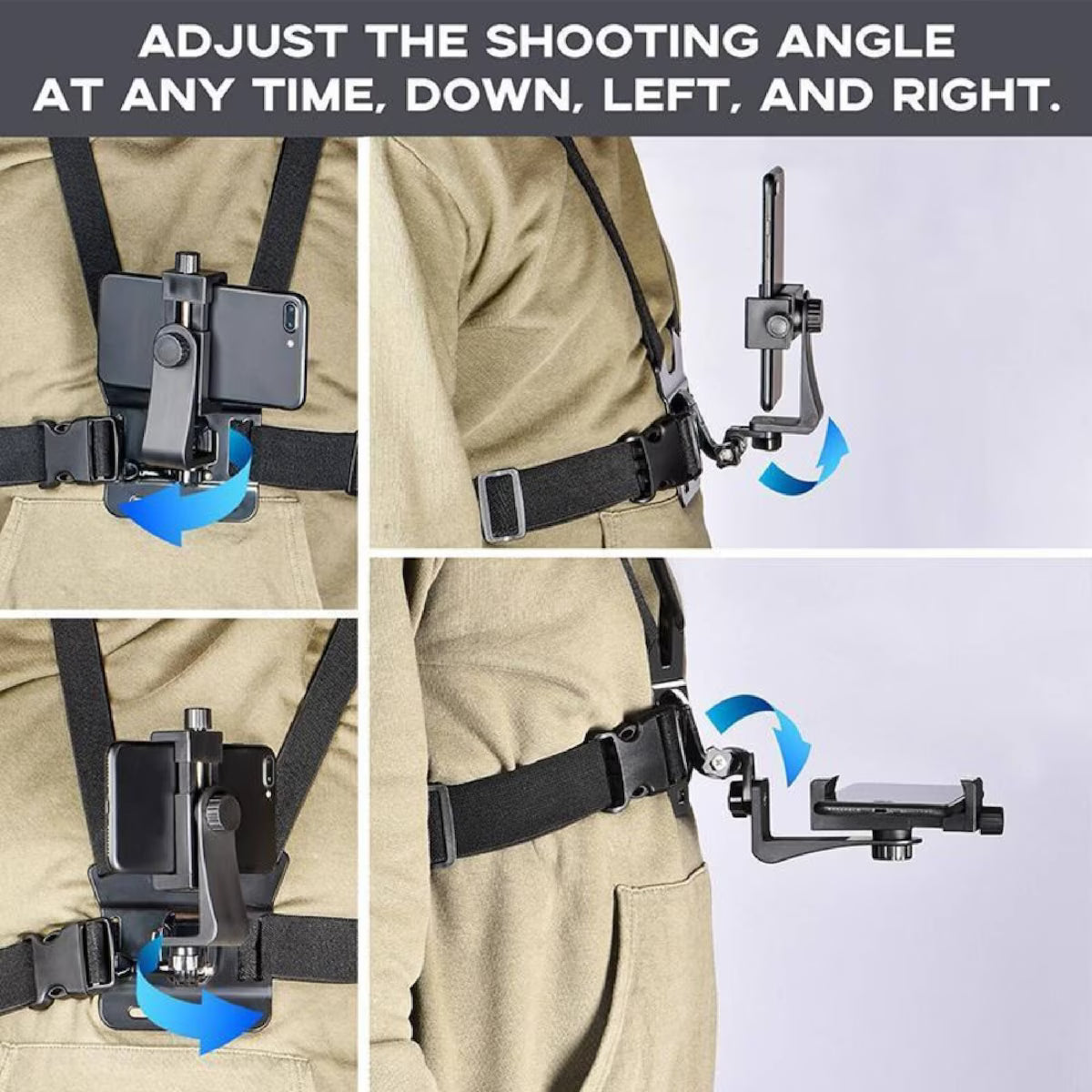 6-Piece Head Strap and Chest Harness Mount Kit for Phone Action Camera