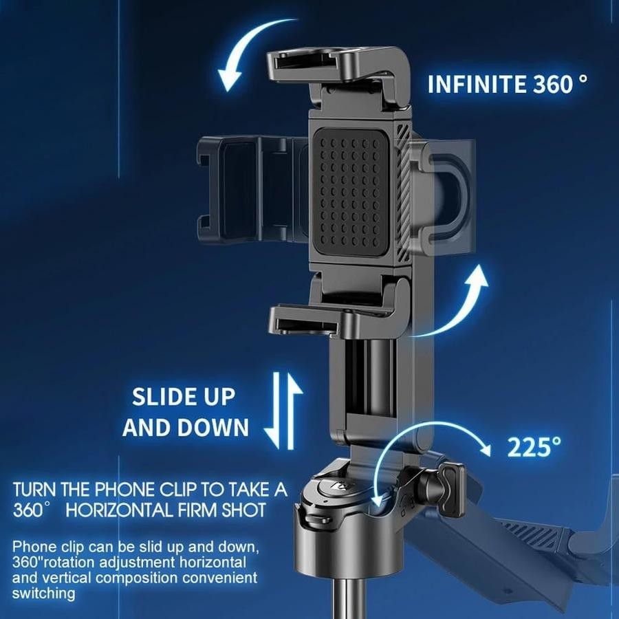 Gimbal Stabilizer 1Axis for iPhone/Cell Phone/Smartphone/Android with Remote Control&Light, Portable Gimbal Tripod Auto Balance Handheld Selfie Stick for Video Recording, Live Streaming