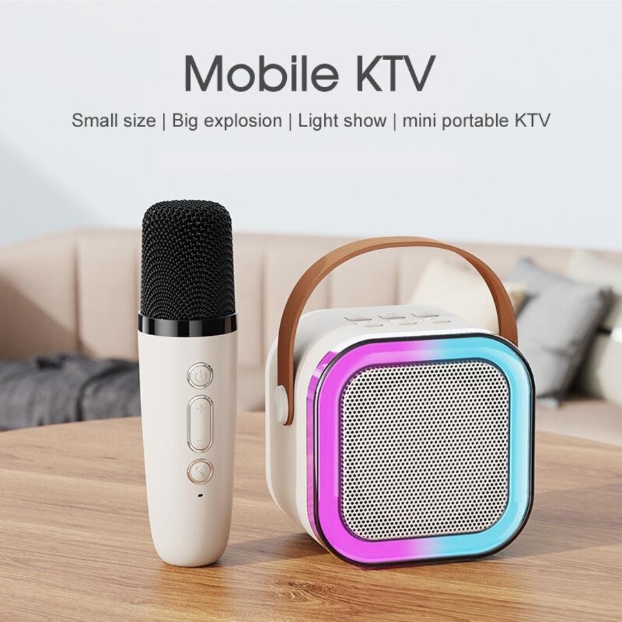 Mini Karaoke Machine, Portable Bluetooth Karaoke Speaker with 2 Wireless Microphones and Light for Family Home Party,Toys for Girls Boys Friends Age 3-12+ Kids and Adults Birthday Gifts.