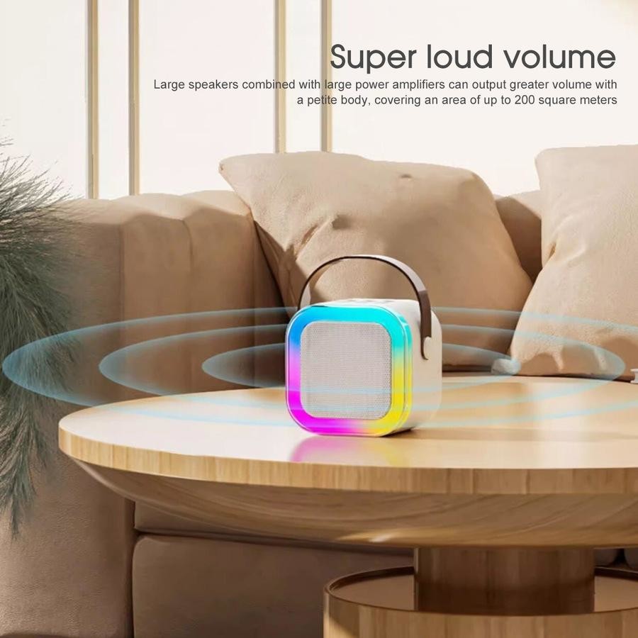 Mini Karaoke Machine, Portable Bluetooth Karaoke Speaker with 2 Wireless Microphones and Light for Family Home Party,Toys for Girls Boys Friends Age 3-12+ Kids and Adults Birthday Gifts.