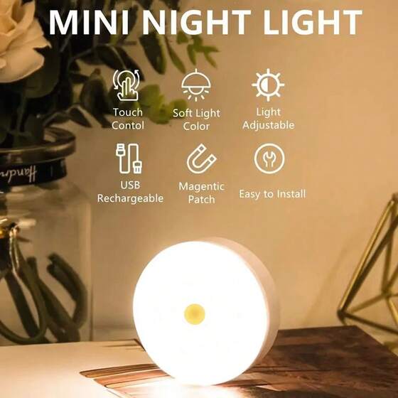 2 pcs Mini Night Light, Portable LED Night Light With 3 Adjustable Color Tones, Wall Lamp, Nursery/Hallway/Bedroom/Bathroom