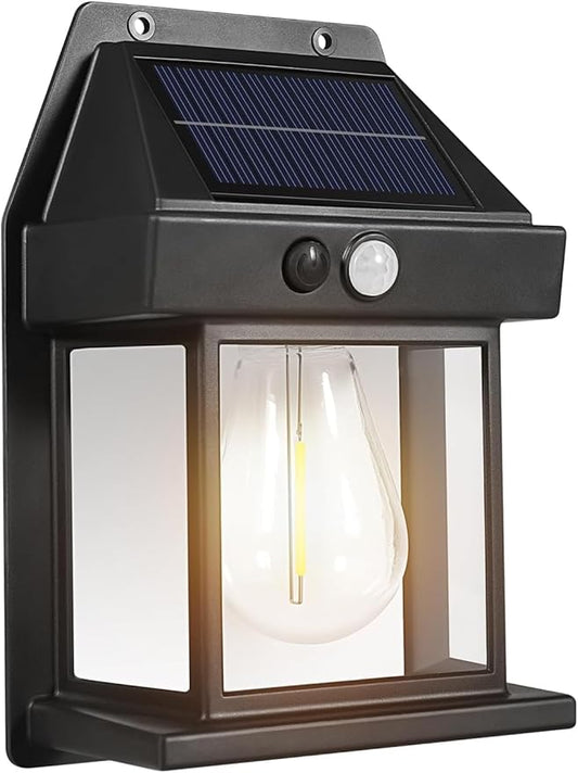 Solar Wall Bulb Lamp Sun Powered Light Outdoor with Motion Sensor Waterproof Exterior LED Sconce Lamp Auto Charging Security Outdoor Sensor Lighting Modes Lantern (Pack of 1 Pcs)
