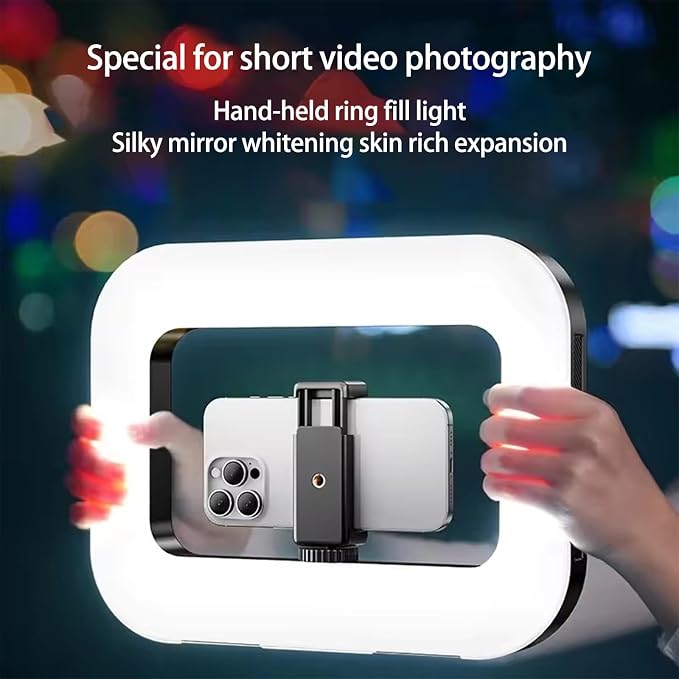 Portable Ring Light for short video photography with hand-held fill light and silky skin enhancement.