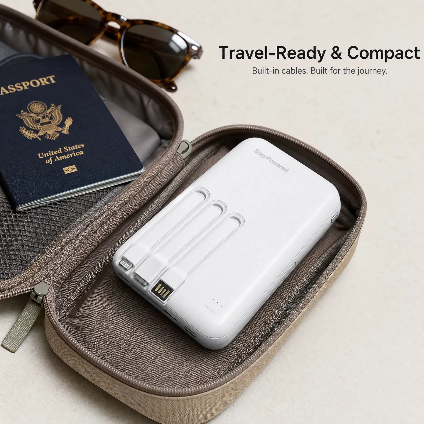 Portable Power Bank 20000mAh | 22.5W Fast Charge with 4 Built-in Cables & Digital Display