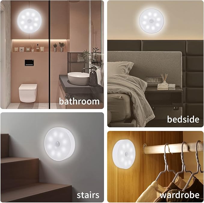 2 pcs Mini Night Light, Portable LED Night Light With 3 Adjustable Color Tones, Wall Lamp, Nursery/Hallway/Bedroom/Bathroom