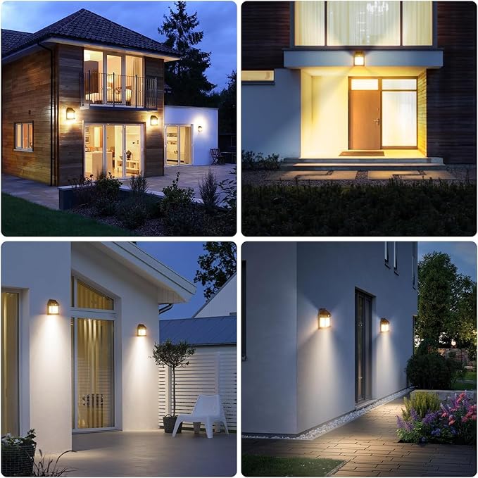 Solar Wall Bulb Lamp Sun Powered Light Outdoor with Motion Sensor Waterproof Exterior LED Sconce Lamp Auto Charging Security Outdoor Sensor Lighting Modes Lantern (Pack of 1 Pcs)