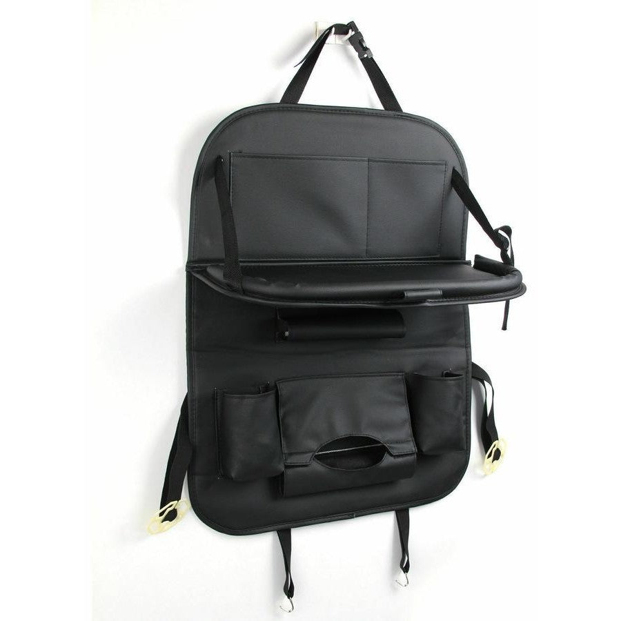 Car Back Seat Organizer with Foldable Tray & Storage Pockets
