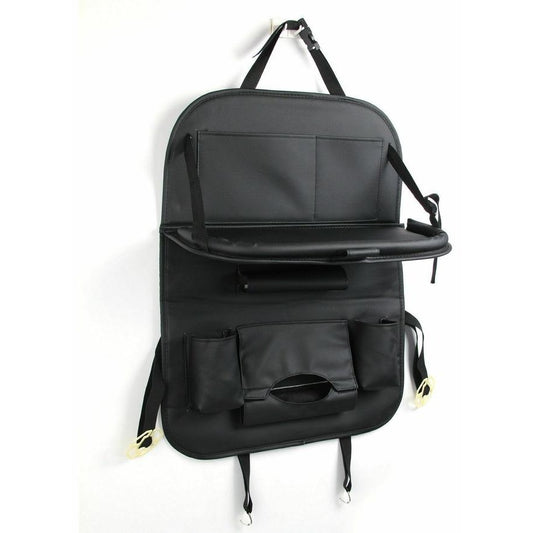 Car Back Seat Organizer with Foldable Tray & Storage Pockets