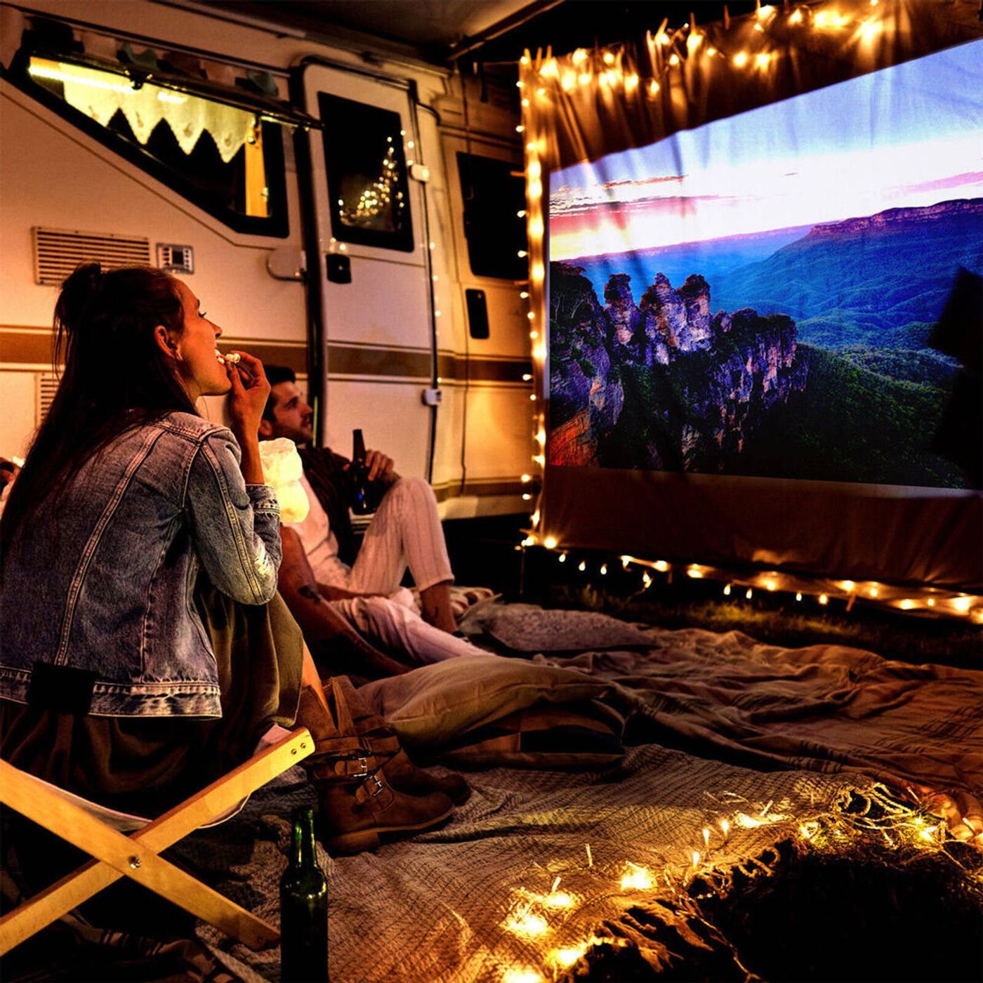 Mini Projector with WiFi and Bluetooth, Outdoor Portable Movie Projector 1080P Support, Auto Keystone Home Projector for Phone/TV Stick/Laptop, 180°Adjustable Stand