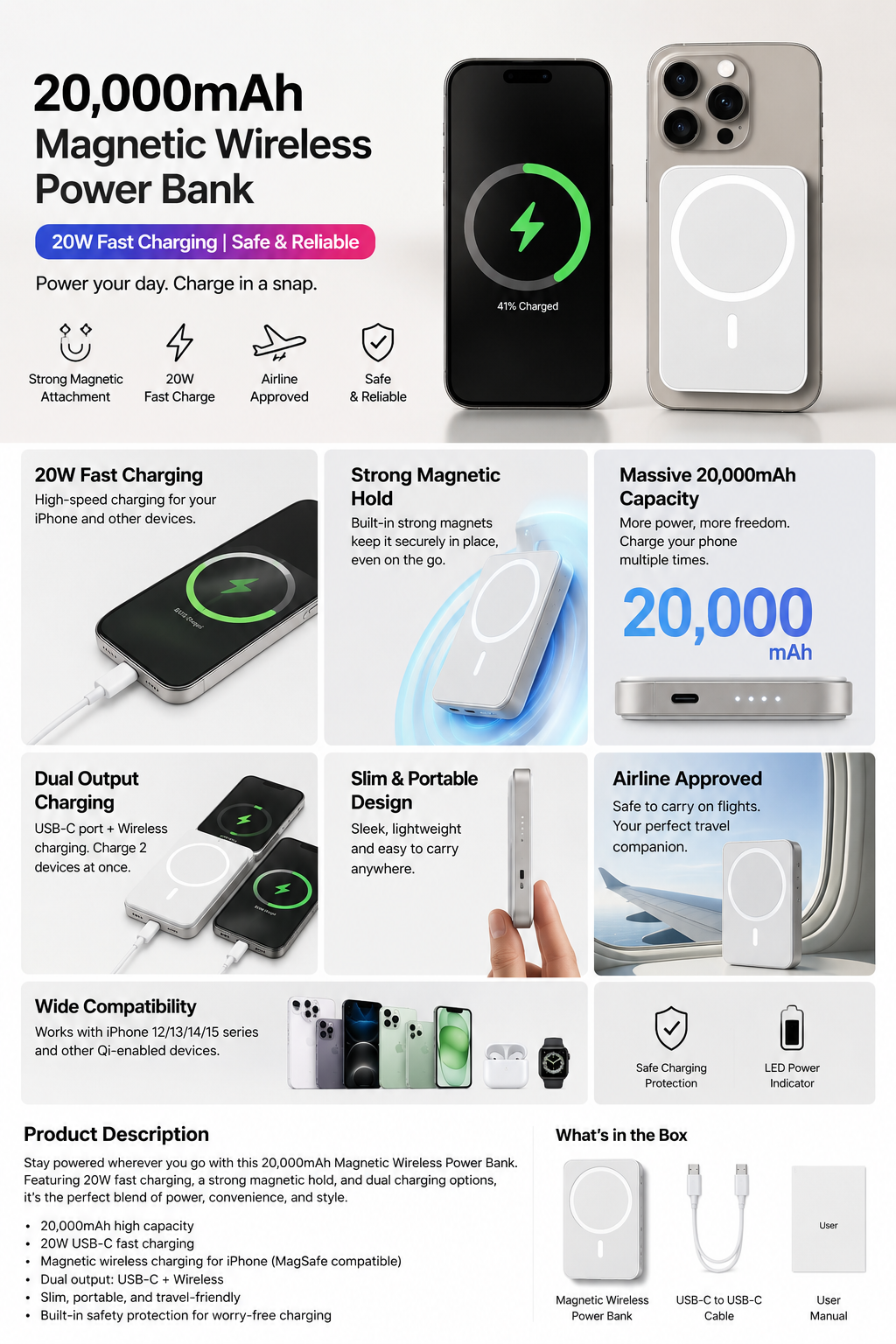 Apple MagSafe Battery Pack - Portable Charger with Fast Charging Capability, Power Bank Compatible with iPhone