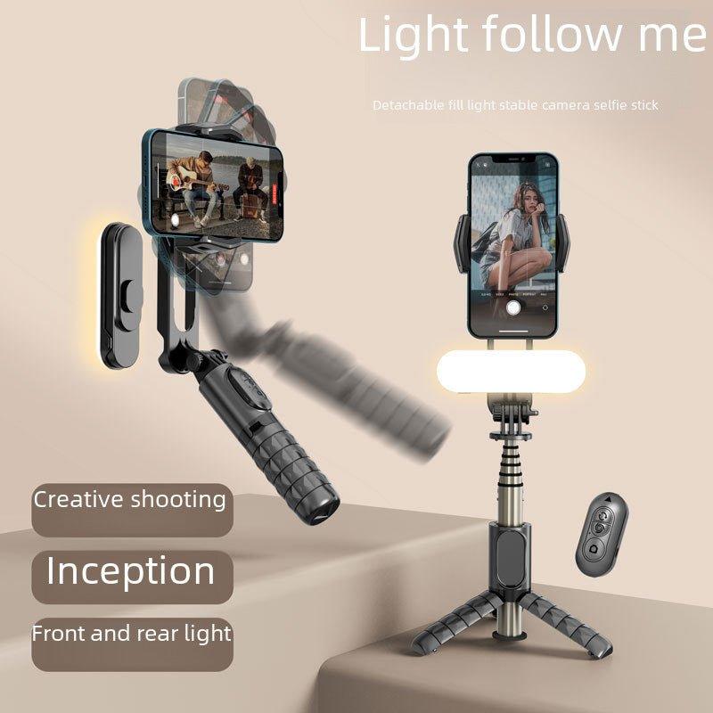 Gimbal Stabilizer 1Axis for iPhone/Cell Phone/Smartphone/Android with Remote Control&Light, Portable Gimbal Tripod Auto Balance Handheld Selfie Stick for Video Recording, Live Streaming