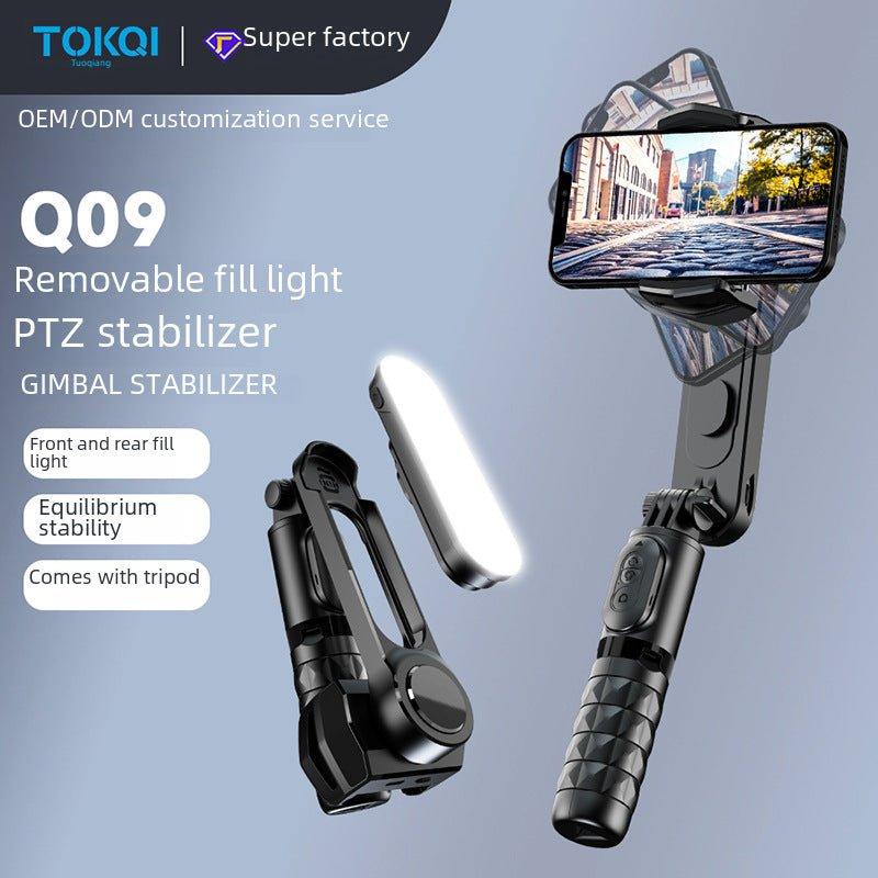 Gimbal Stabilizer 1Axis for iPhone/Cell Phone/Smartphone/Android with Remote Control&Light, Portable Gimbal Tripod Auto Balance Handheld Selfie Stick for Video Recording, Live Streaming